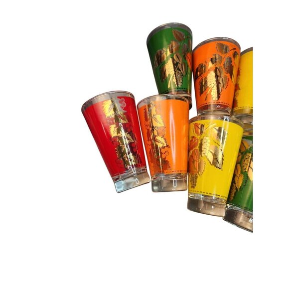 Vintage Libbey Grape Leaf Glasses Set of 7 | Gold Leaf Barware | 1950s–60s Multi - Picture 11 of 12